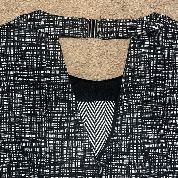 J. McLaughlin Barry Sleeveless Jewel Neck Montego Scuba Dress Black White Medium - Picture 6 of 8